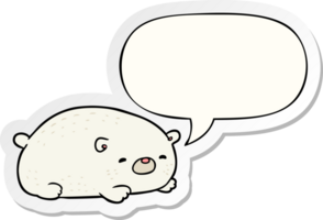 cute cartoon polar bear with speech bubble sticker png