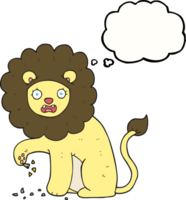 main tiré pensée bulle dessin animé Lion avec épine dans pied png