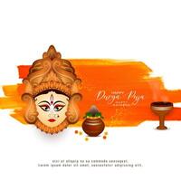 Durga Puja and Happy navratri festival goddess durga worship background vector