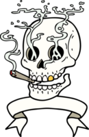 tatouage traditionnel avec bannière d'un crâne png
