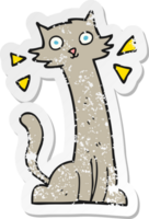 pegatina retro angustiada de un gato de dibujos animados png