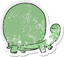 distressed sticker of a cartoon tortoise png