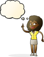 cartoon pretty woman with idea with thought bubble png