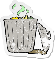 retro distressed sticker of a cartoon garbage can png