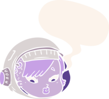 cartoon astronaut face with speech bubble in retro style png