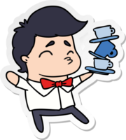 sticker cartoon illustration of a kawaii cute waiter png