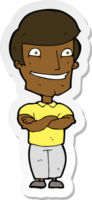 sticker van een cartoon grijnzende man png