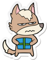 sticker of a cartoon annoyed wolf png