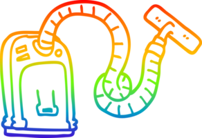 rainbow gradient line drawing of a cartoon vacuum cleaner png