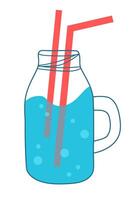 Drink more water. Bottle with straw. Glass for drinking. flat illustration. vector