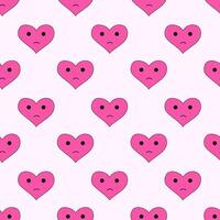 Seamless Pattern with hearts of sadness in emo style. Y2k. Pink gloomy hearts. Anti Valentine Day background. flat illustration. vector