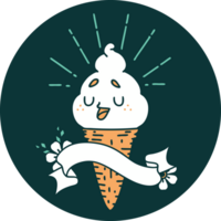 icon of a tattoo style ice cream character png