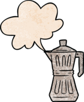 desenho animado espresso criador com discurso bolha dentro retro textura estilo png