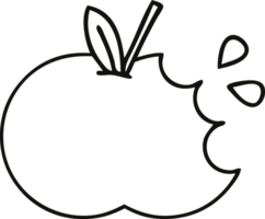 Linie Zeichnung Karikatur von ein saftig Apfel png