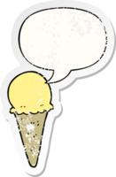 cartoon ice cream with speech bubble distressed distressed old sticker png