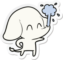 sticker van een schattige cartoonolifant die water spuit png