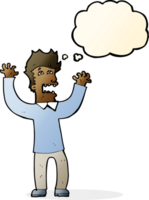 cartoon terrified man with thought bubble png