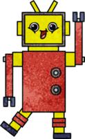 retro grunge texture cartoon of a robot png