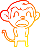 warm gradient line drawing of a yawning cartoon monkey png