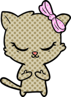 lindo gato de dibujos animados con arco png