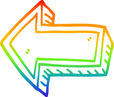 rainbow gradient line drawing of a cartoon arrow png