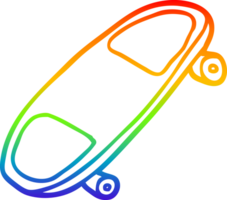 rainbow gradient line drawing of a cartoon skate board png