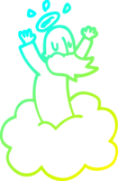 cold gradient line drawing of a cartoon god on cloud png