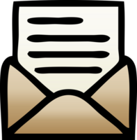 gradient shaded cartoon of a letter and envelope png