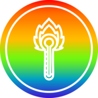 flaming thermometer circular icon with rainbow gradient finish png