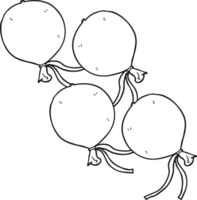 hand drawn black and white cartoon balloons png