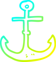 cold gradient line drawing of a cartoon ship anchor png