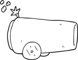 hand drawn black and white cartoon cannon png