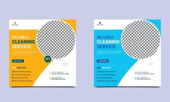 Reliable Cleaning service social media post square banner design and web banner design template. vector