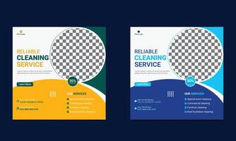 Reliable Cleaning service social media post square banner design and web banner design template. vector