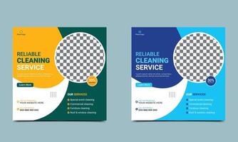 Reliable Cleaning service social media post square banner design and web banner design template. vector