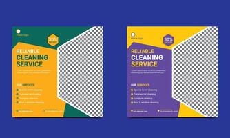 Reliable Cleaning service social media post square banner design and web banner design template. vector