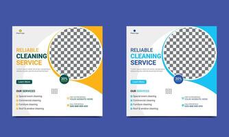 Reliable Cleaning service social media post square banner design and web banner design template. vector