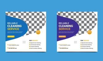 Reliable cleaning service social media post template. vector