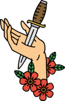 tatuaje en tradicional estilo de un daga en el mano png