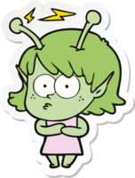 sticker of a cartoon alien girl png