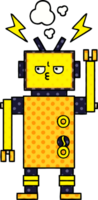 comic book style cartoon of a malfunctioning robot png