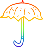 rainbow gradient line drawing of a cartoon open umbrella png