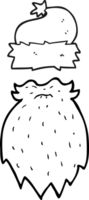 mão desenhado Preto e branco desenho animado santa chapéu e barba png