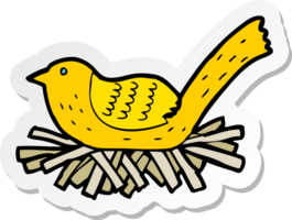 adesivo di un uccello cartone animato sul nido png
