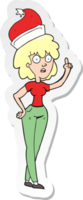 sticker of a cartoon woman wearing santa hat png