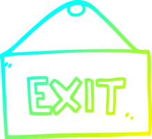 cold gradient line drawing of a cartoon exit sign png