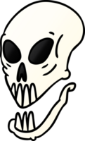 hand drawn gradient cartoon doodle of a skull head png