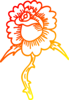 warm Gradient Linie Zeichnung von ein Karikatur Rose tätowieren Symbol png