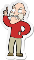 sticker of a cartoon old man laying down rules png