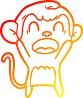 warm gradient line drawing of a shouting cartoon monkey png